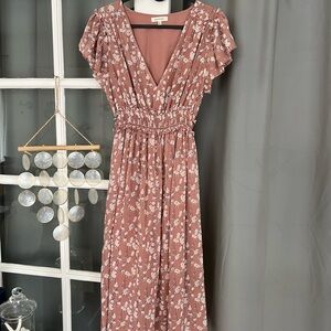 Max Studio dusty rose Flutter Sleeve Maxi Dress